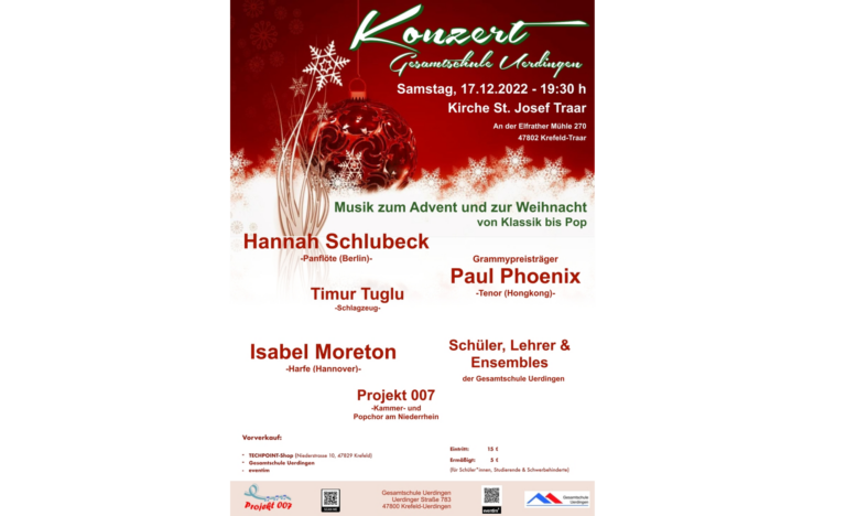 Großes Weihnachtskonzert der Gesamtschule Uerdingen – 130 Mitwirkende
